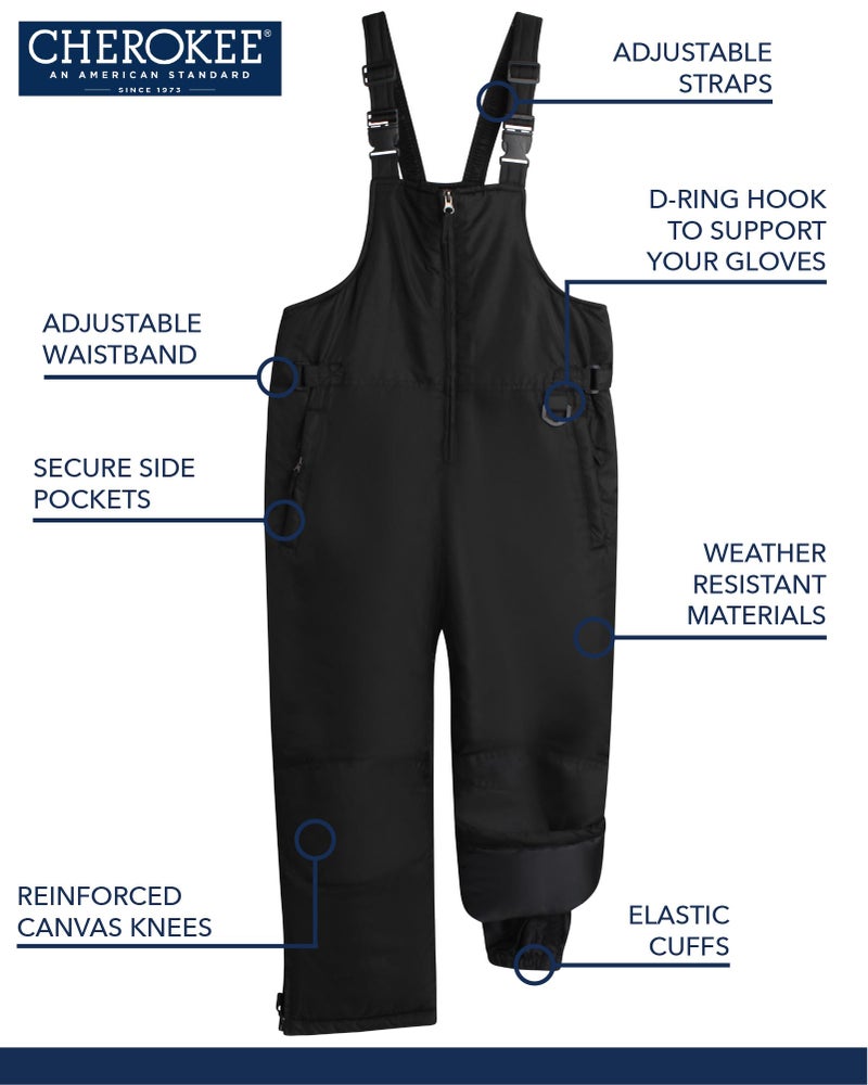 Cherokee Kids' Snow Bib - Boys and Girls Insulated Ski Pants Overalls (4-18), Size 7, Black - Image 2